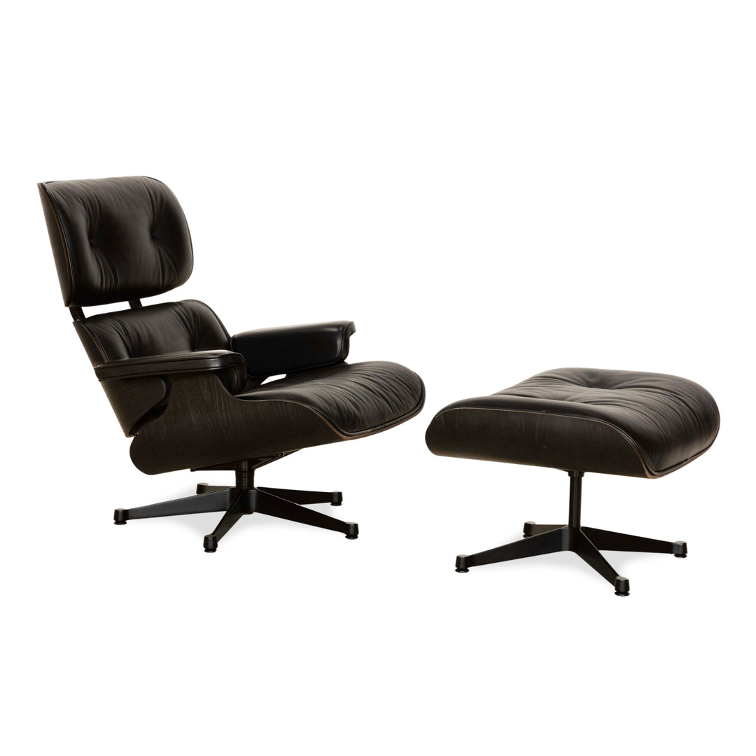Vitra Eames Lounge Chair Leather Armchair incl. Ottoman Black manual function