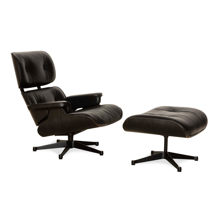 Vitra Eames Lounge Chair Leather Armchair incl. Ottoman Black manual function