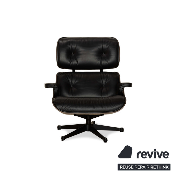 Vitra Eames Lounge Chair Leather Armchair incl. Ottoman Black manual function