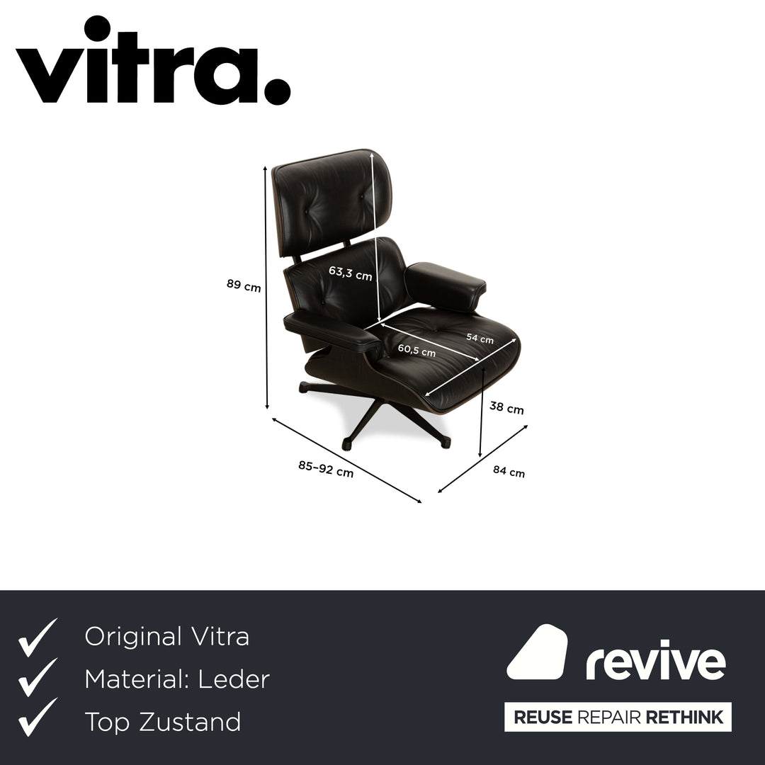 Vitra Eames Lounge Chair Leder Sessel inkl. Ottoman Schwarz manuelle Funktion