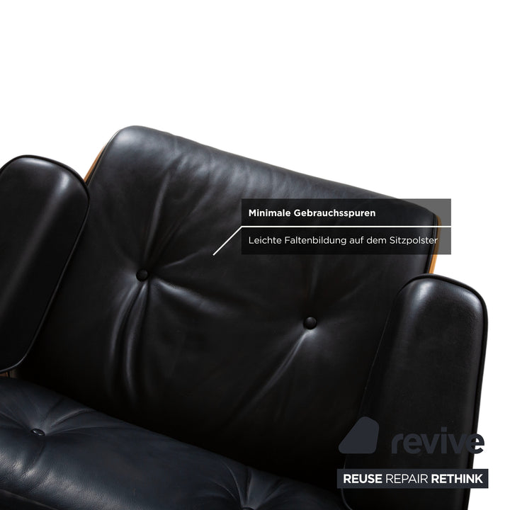Vitra Eames Lounge Chair Leder Sessel mit Hocker Holz Schwarz Braun Ottoman