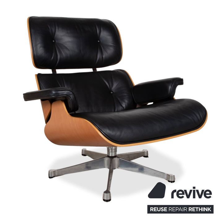 Vitra Eames Lounge Chair Leder Sessel mit Hocker Holz Schwarz Braun Ottoman
