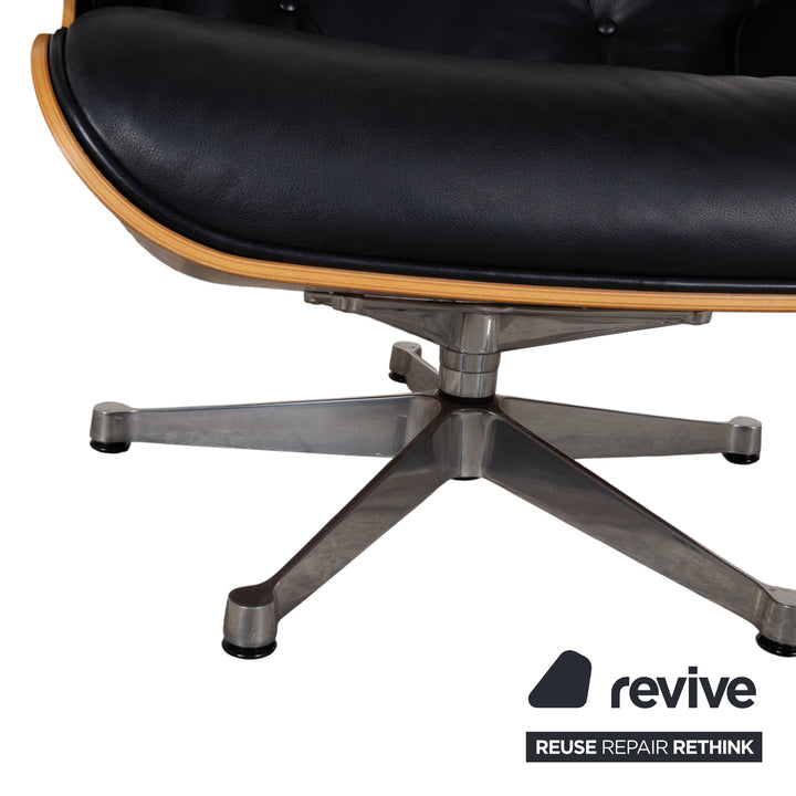 Vitra Eames Lounge Chair Leder Sessel mit Hocker Holz Schwarz Braun Ottoman