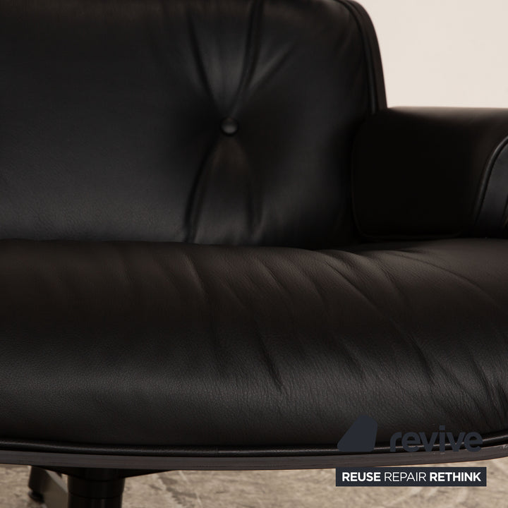 Vitra Eames Lounge Chair Leather Armchair Black including Ottoman