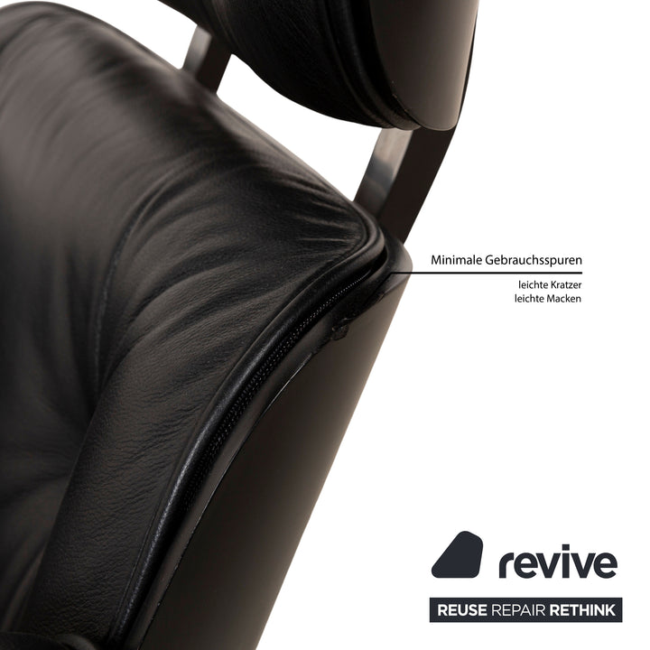 Vitra Eames Lounge Chair Fauteuil en cuir noir avec pouf