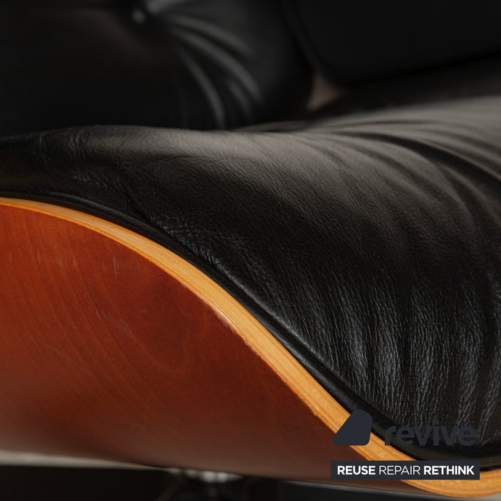 Vitra Eames Lounge Chair Leather Armchair Black including Ottoman