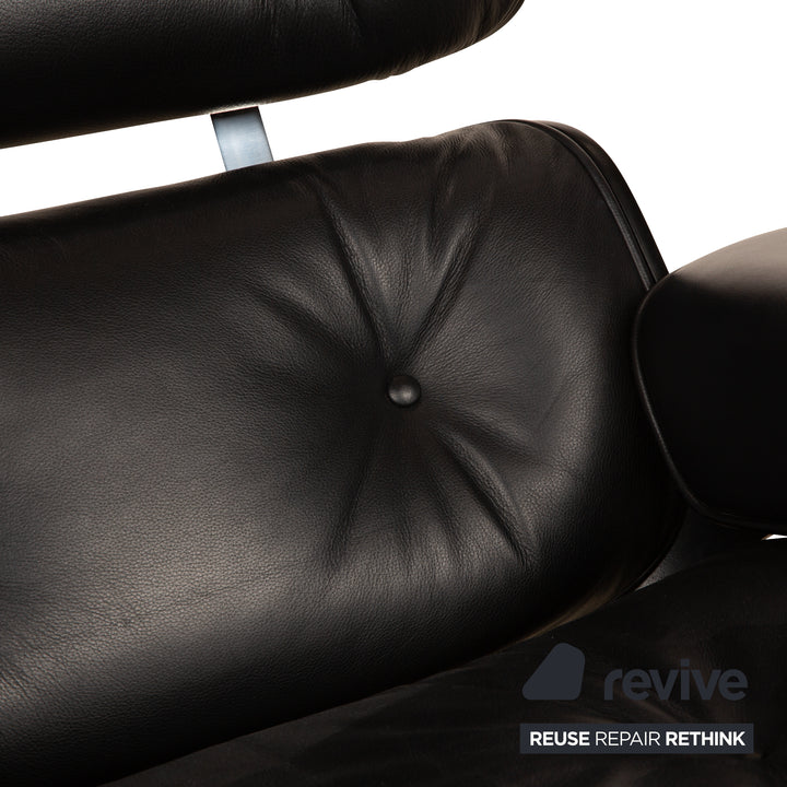 Vitra Eames Lounge Chair Fauteuil en cuir noir avec pouf