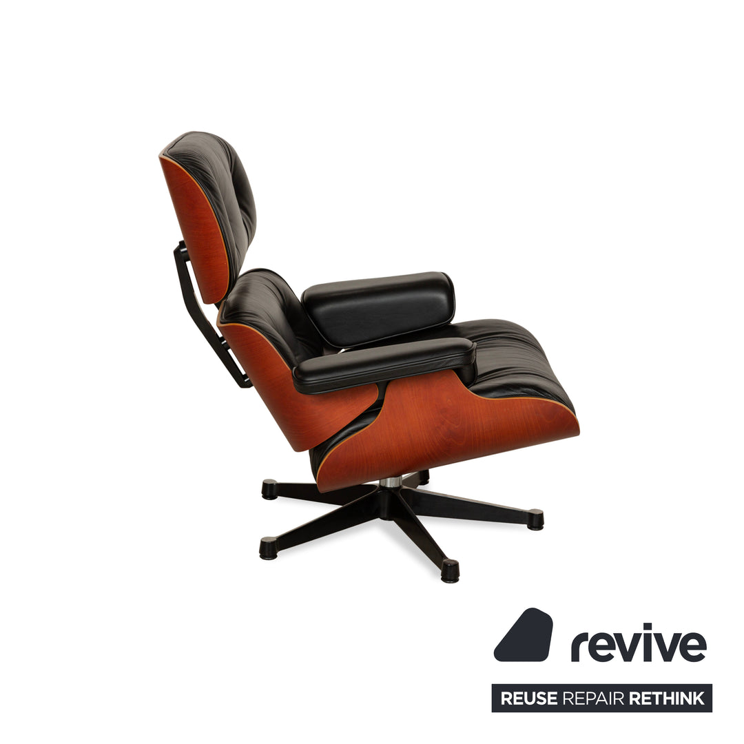 Vitra Eames Lounge Chair Leather Armchair Black including Ottoman