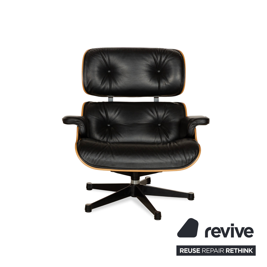 Vitra Eames Lounge Chair Leather Armchair Black including Ottoman