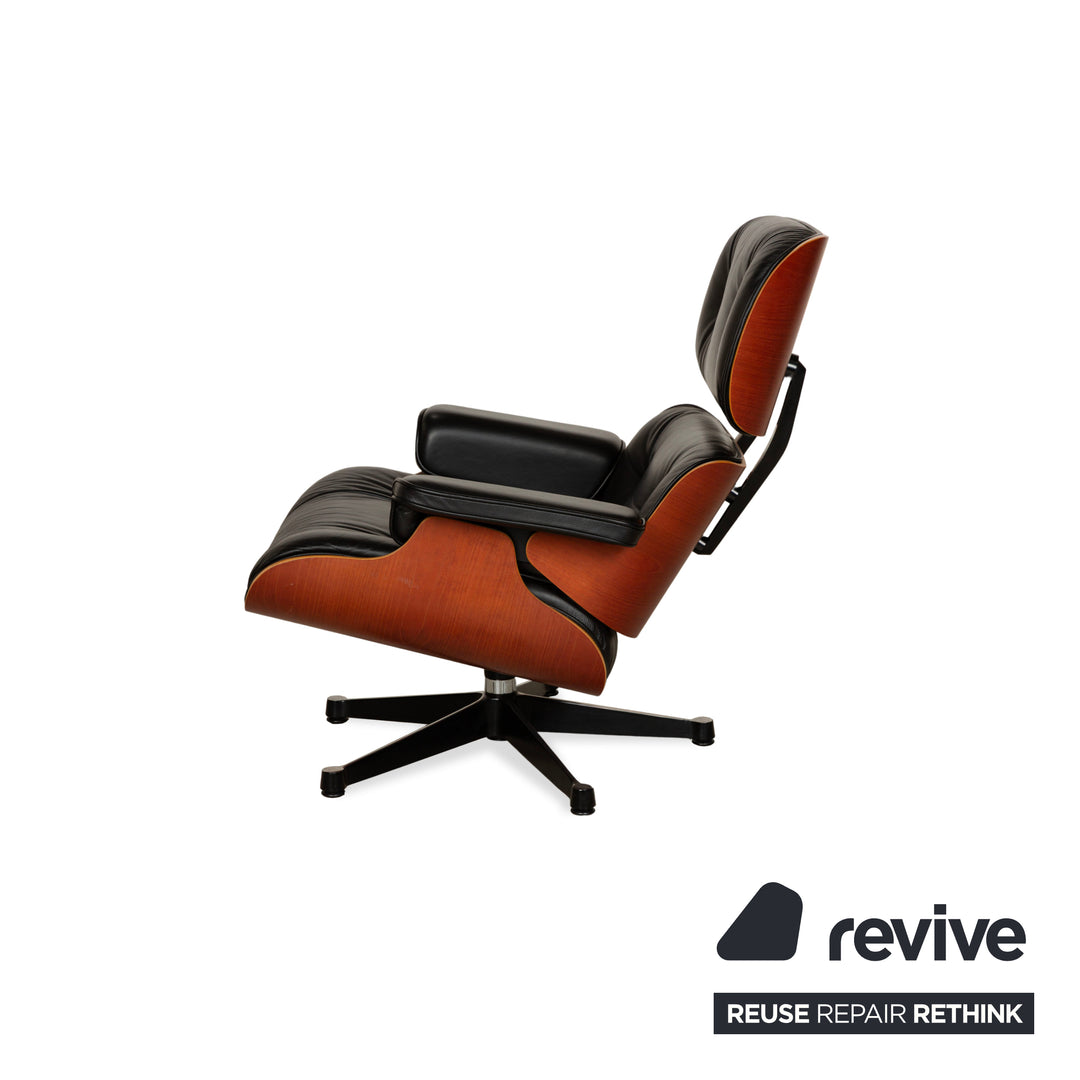 Vitra Eames Lounge Chair Leather Armchair Black including Ottoman