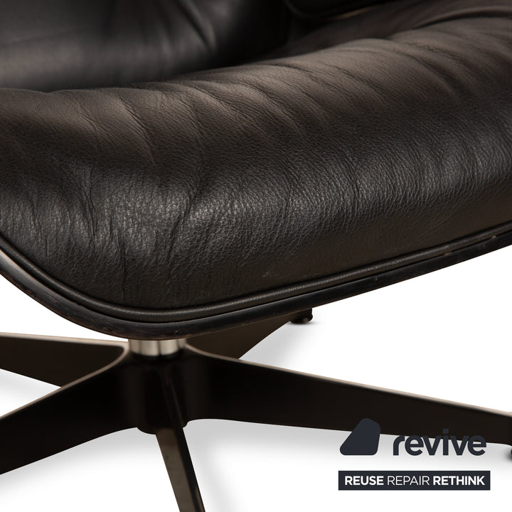 Vitra Eames Lounge Chair Fauteuil en cuir noir avec pouf