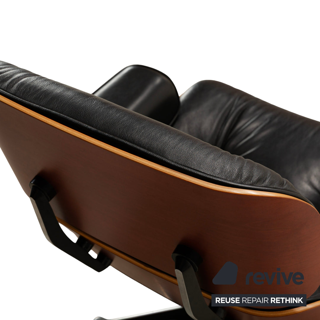 Vitra Eames Lounge Chair Leather Armchair Black including Ottoman