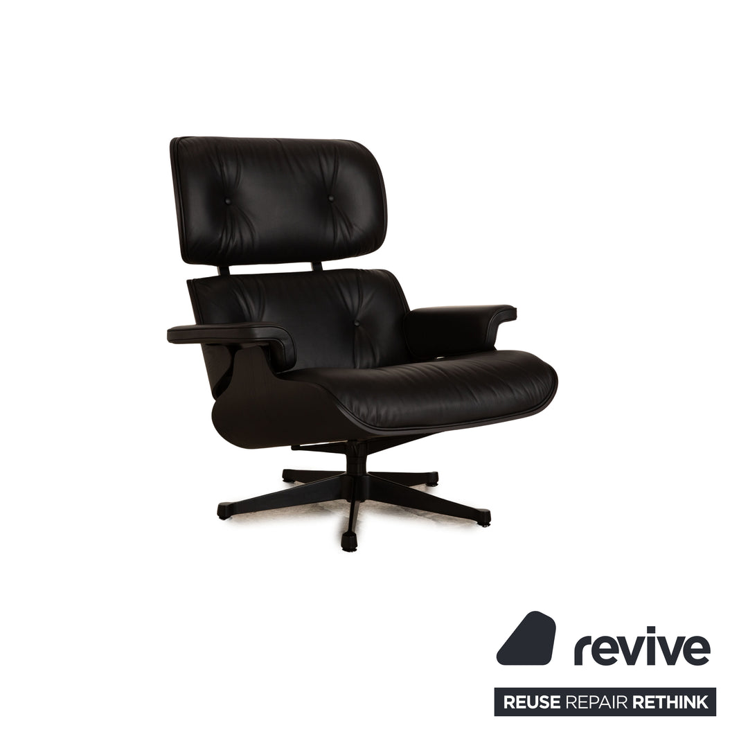 Vitra Eames Lounge Chair Leather Armchair Black including Ottoman