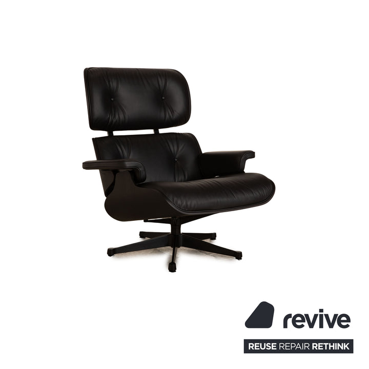 Vitra Eames Lounge Chair Leather Armchair Black including Ottoman
