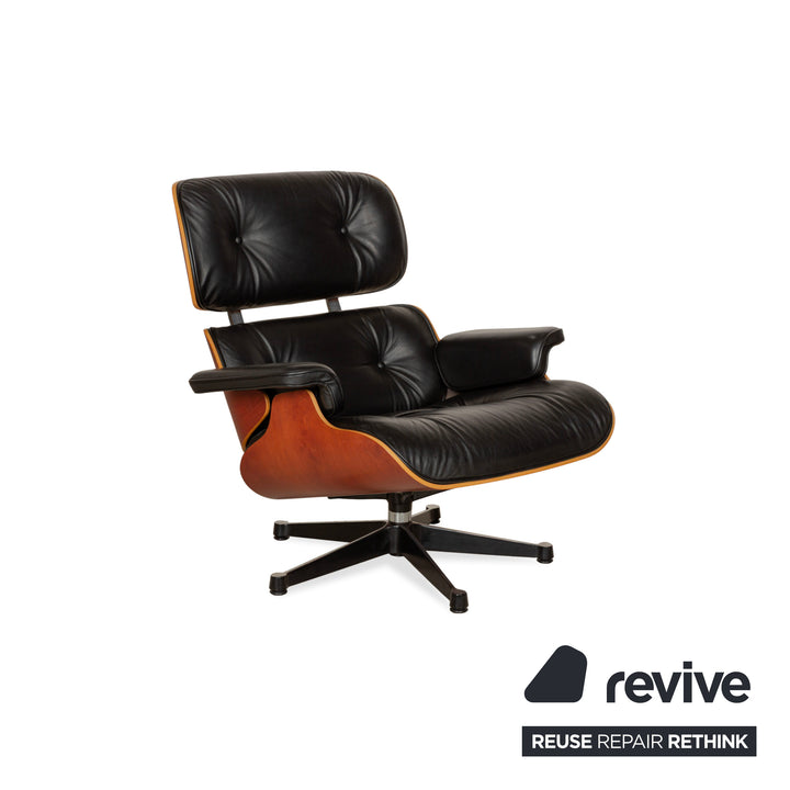 Vitra Eames Lounge Chair Leather Armchair Black including Ottoman