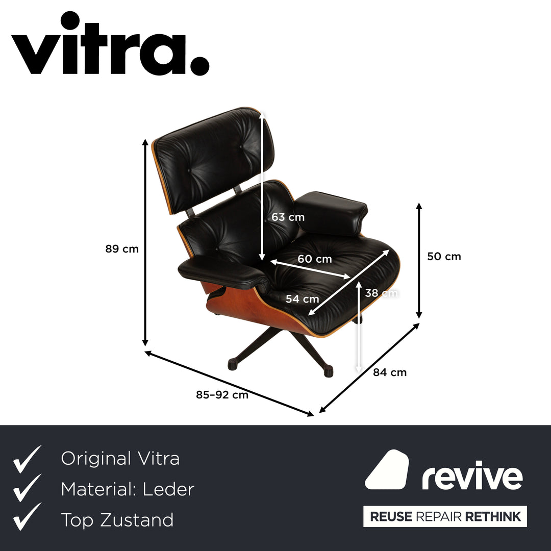 Vitra Eames Lounge Chair Leather Armchair Black including Ottoman