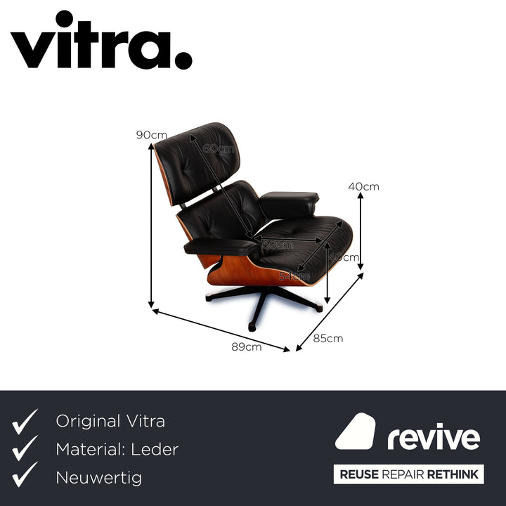 Vitra Eames Lounge Chair (ohne Ottomane) Leder Sessel Schwarz