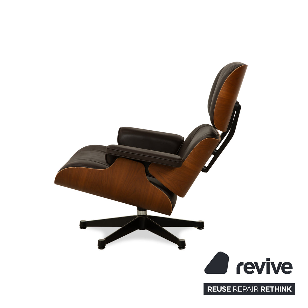 Vitra Eames Lounge Set 2x Chair incl. Ottoman Leather Armchair Dark Brown manual function