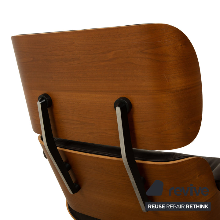 Vitra Eames Lounge Set 2x Chair incl. Ottoman Leather Armchair Dark Brown manual function