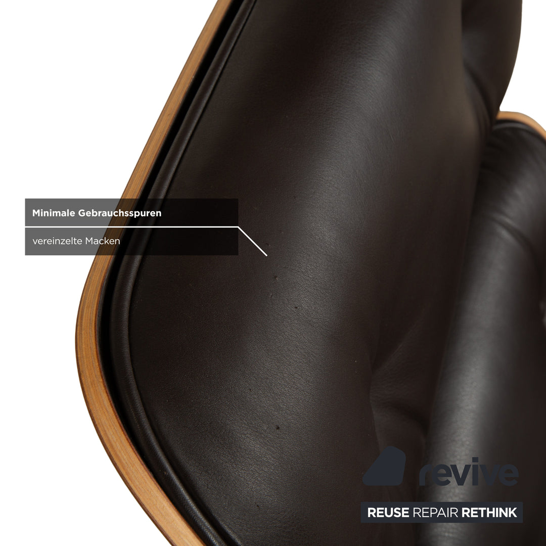 Vitra Eames Lounge Set 2x Chair inkl. Ottoman Leder Sessel Dunkelbraun manuelle Funktion