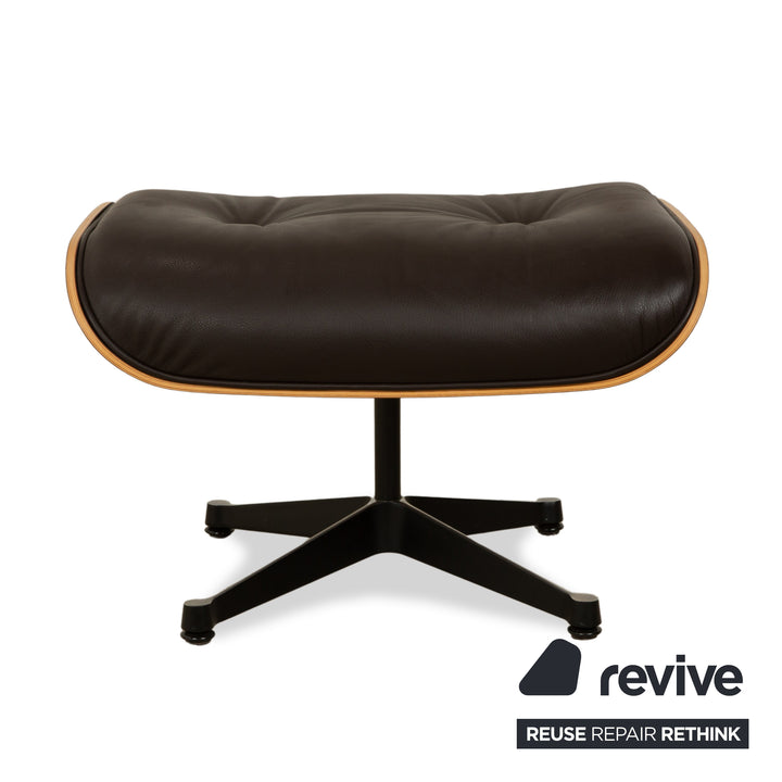 Ensemble de 2 chaises Vitra Eames Lounge avec ottoman en cuir marron foncé, fonction manuelle