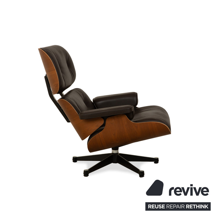 Vitra Eames Lounge Set 2x Chair incl. Ottoman Leather Armchair Dark Brown manual function