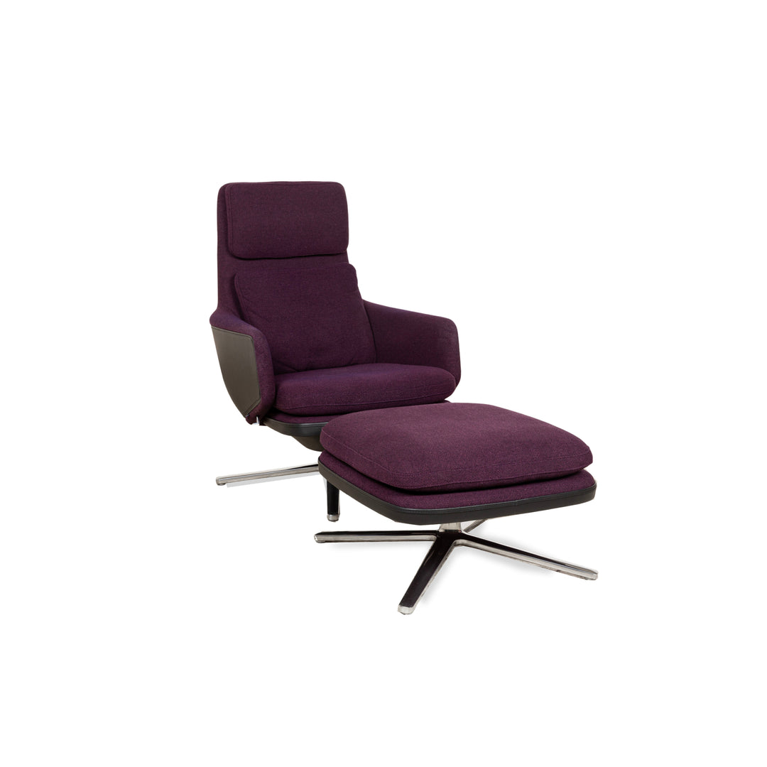 Vitra Grand Relax Stoff Sessel Lila inkl. Hocker manuelle Funktion