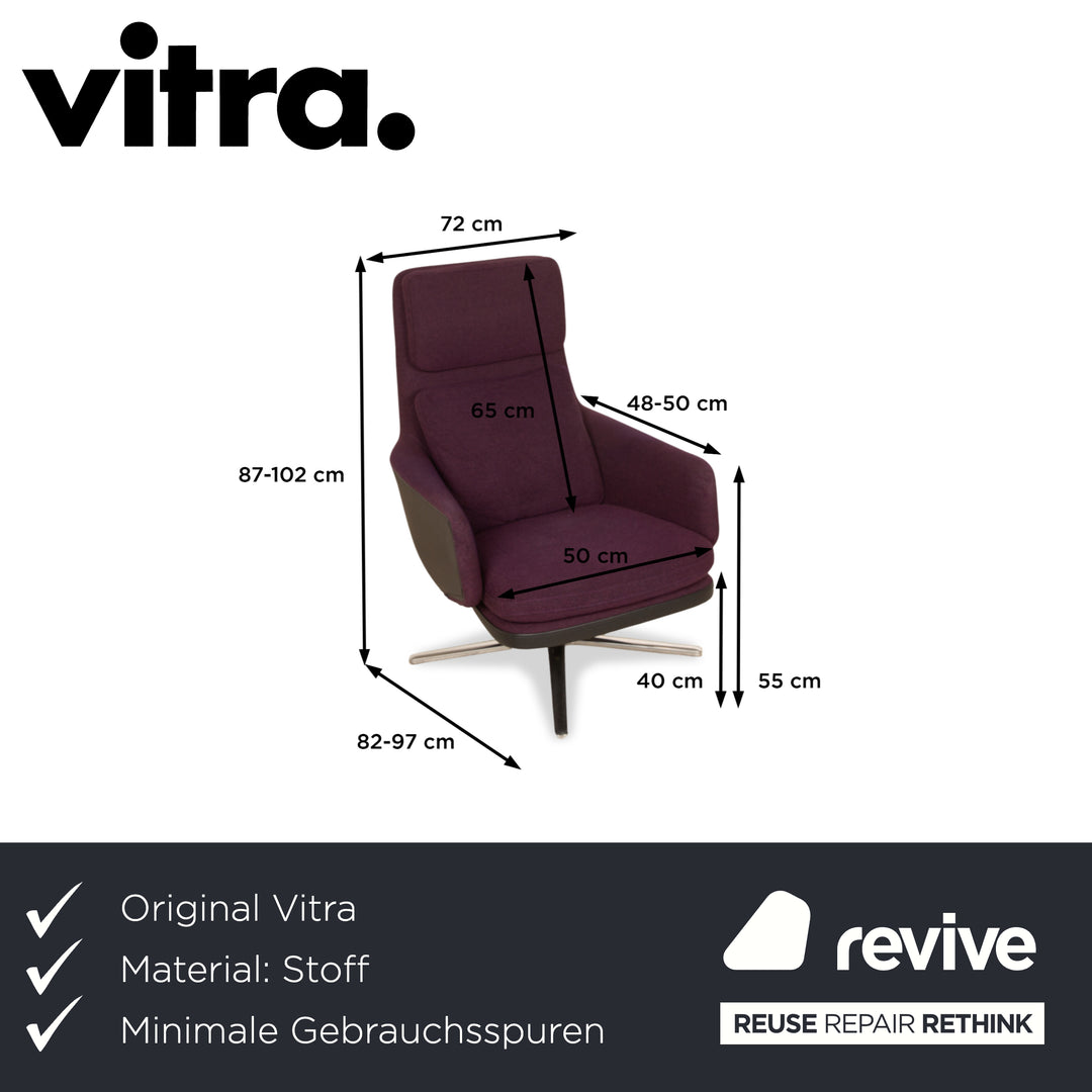 Vitra Grand Relax Stoff Sessel Lila inkl. Hocker manuelle Funktion