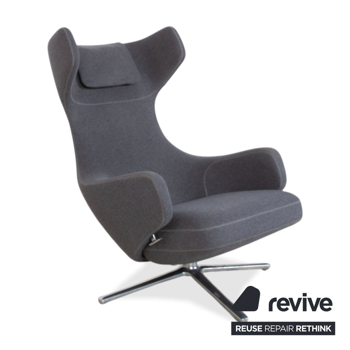 Vitra Grand Repos Stoff Sessel Grau manuelle Funktion inkl. Hocker