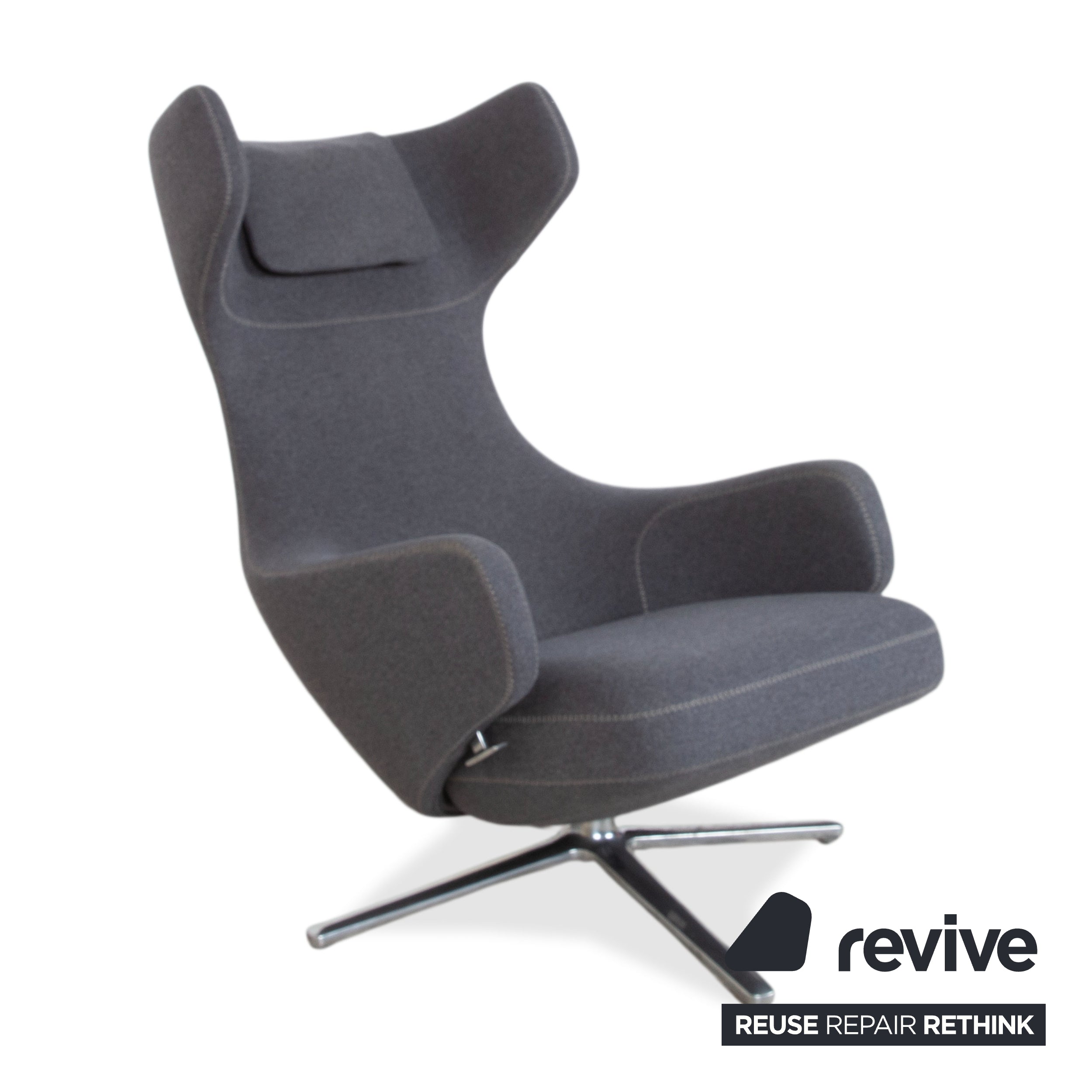 Vitra Grand Repos Stoff Sessel Grau manuelle Funktion inkl. Hocker