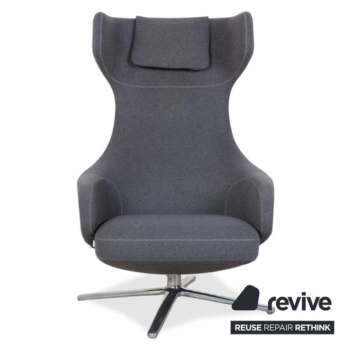 Vitra Grand Repos Stoff Sessel Grau manuelle Funktion inkl. Hocker