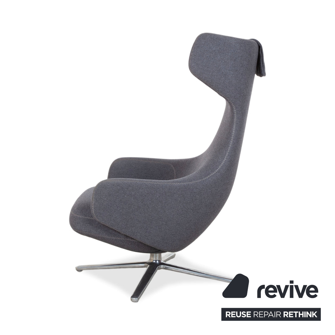 Vitra Grand Repos Stoff Sessel Grau manuelle Funktion inkl. Hocker