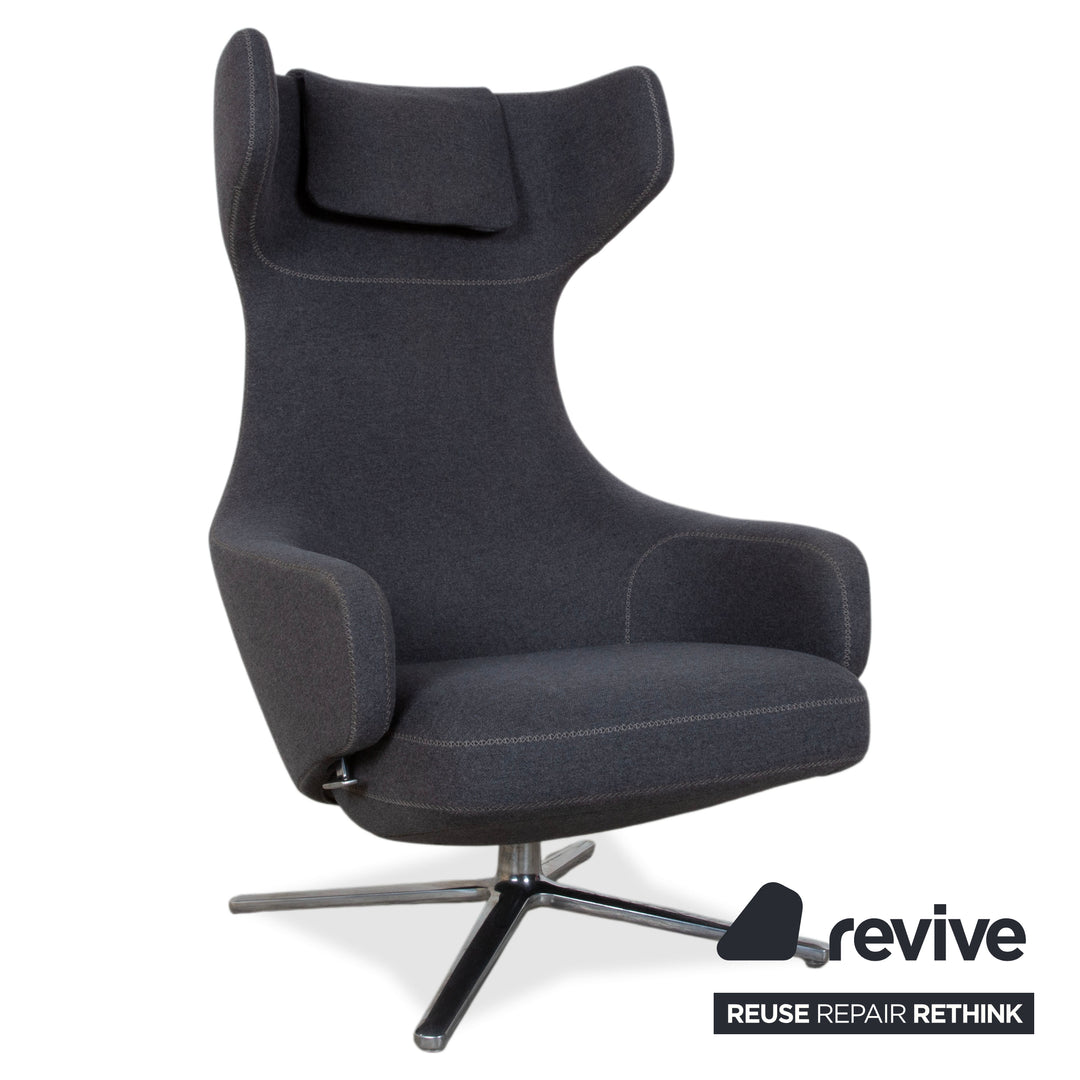 Vitra Grand Repos Stoff Sessel Grau manuelle Funktion inkl. Hocker