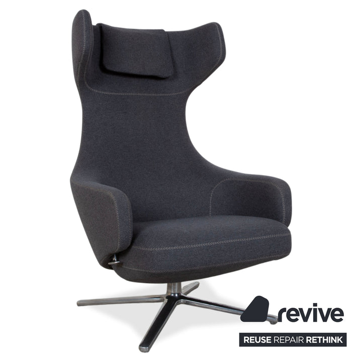 Vitra Grand Repos Stoff Sessel Grau manuelle Funktion inkl. Hocker