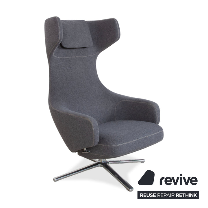 Vitra Grand Repos Stoff Sessel Grau manuelle Funktion inkl. Hocker