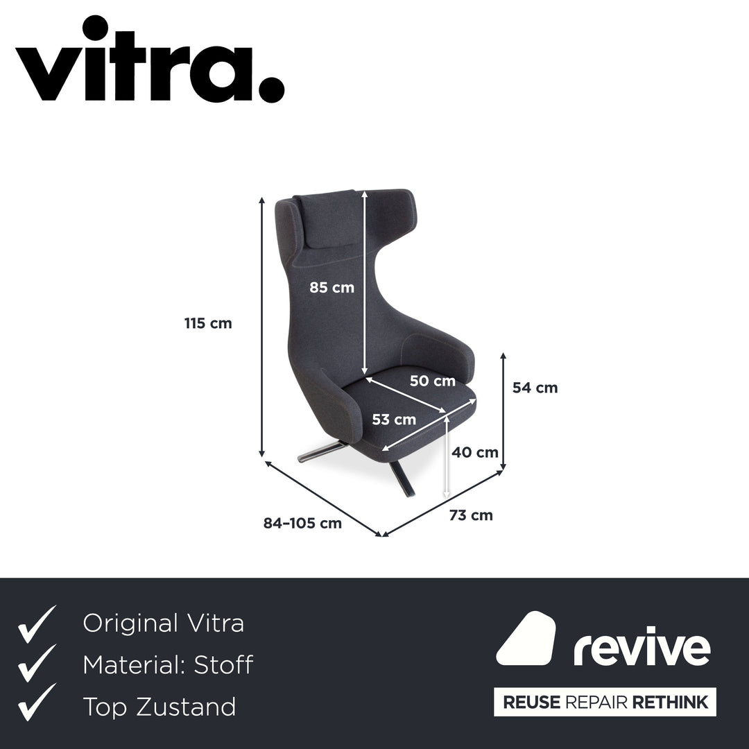 Vitra Grand Repos Stoff Sessel Grau manuelle Funktion inkl. Hocker