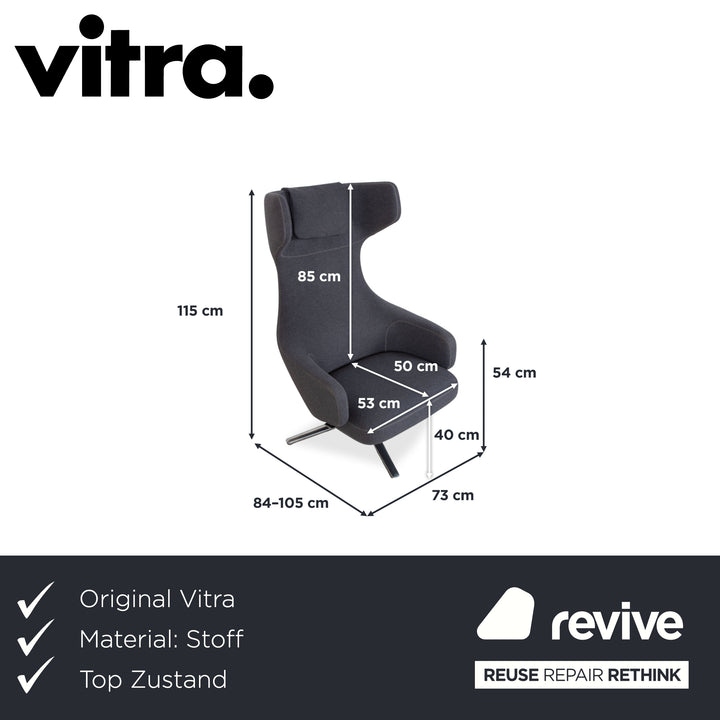 Vitra Grand Repos Fabric Armchair Grey Manual Function incl. Ottoman