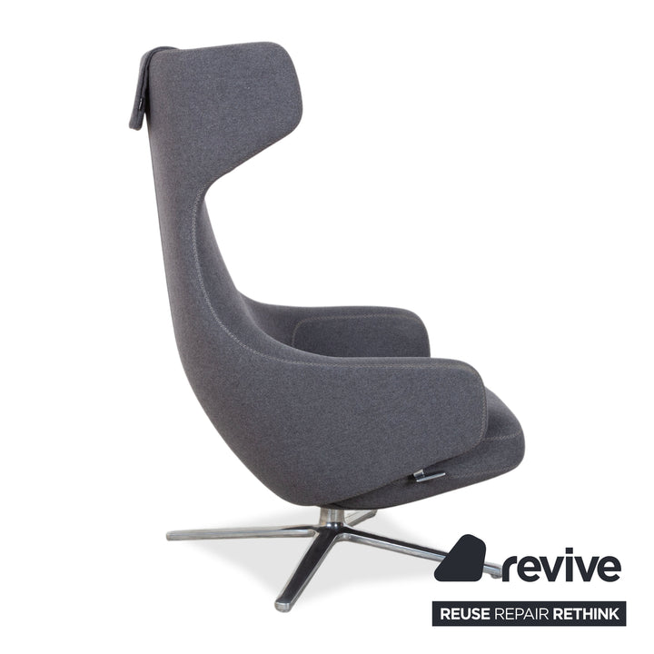 Vitra Grand Repos Stoff Sessel Grau manuelle Funktion inkl. Hocker