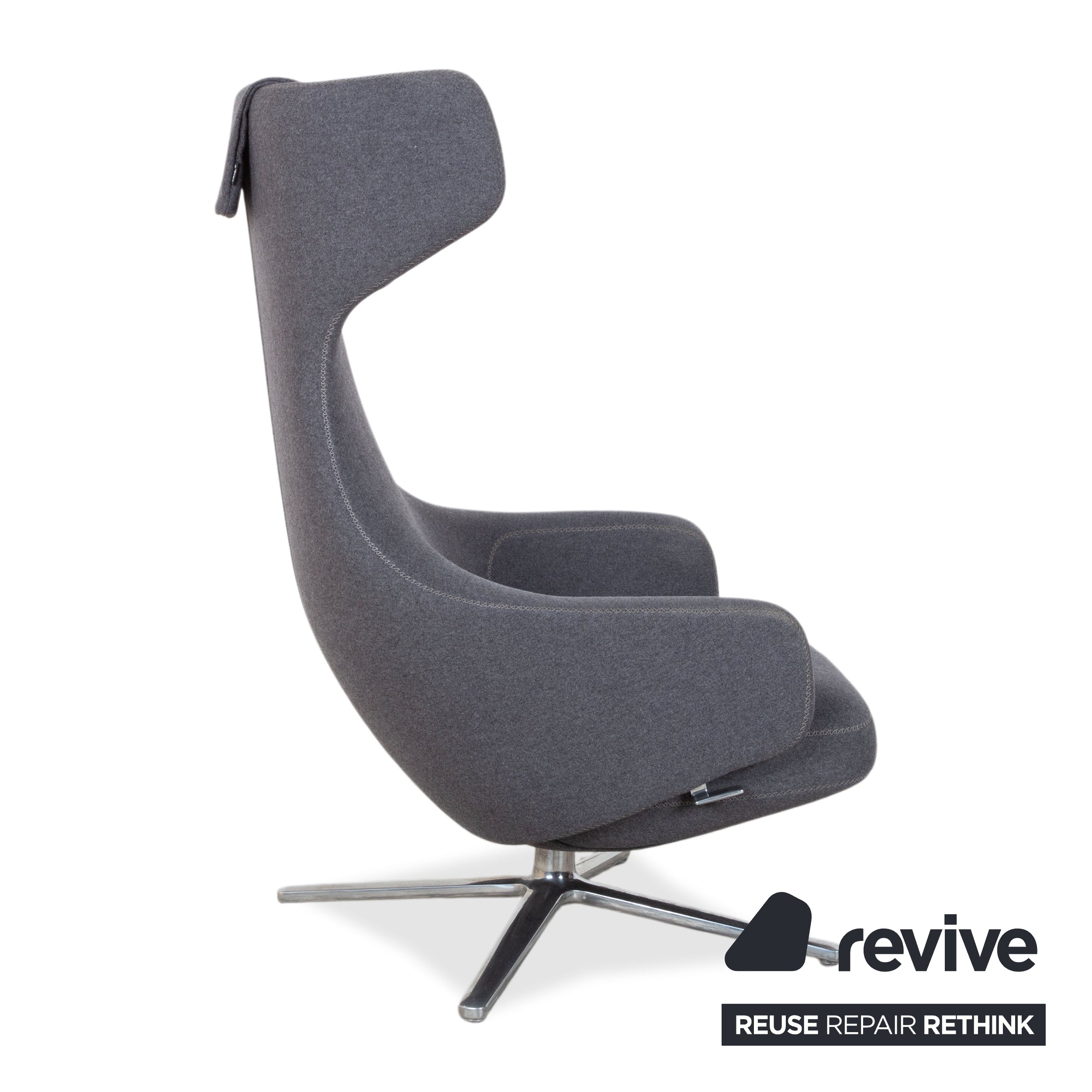 Vitra Grand Repos Stoff Sessel Grau manuelle Funktion inkl. Hocker
