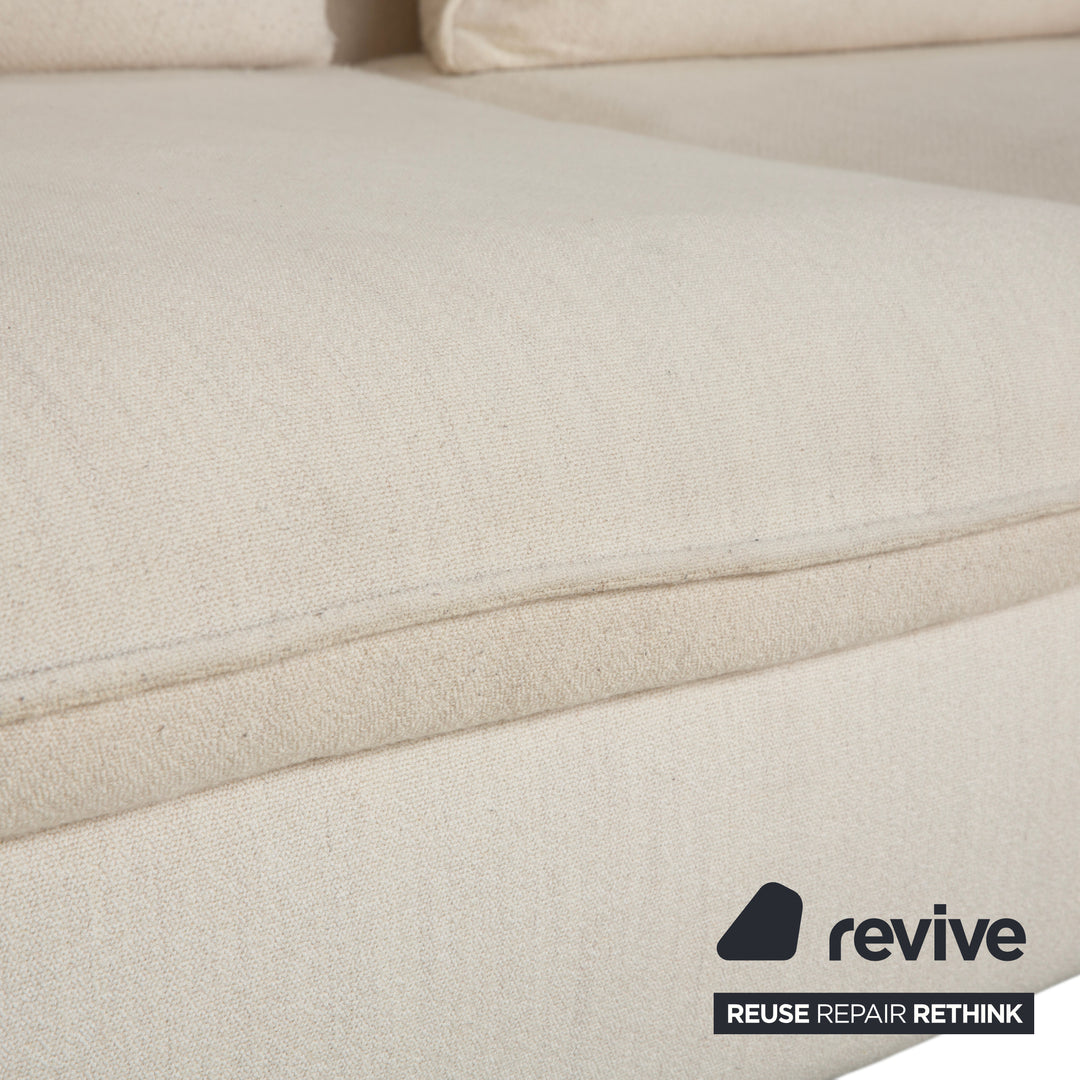 Canapé trois places Vitra Mariposa en tissu beige, fonction manuelle