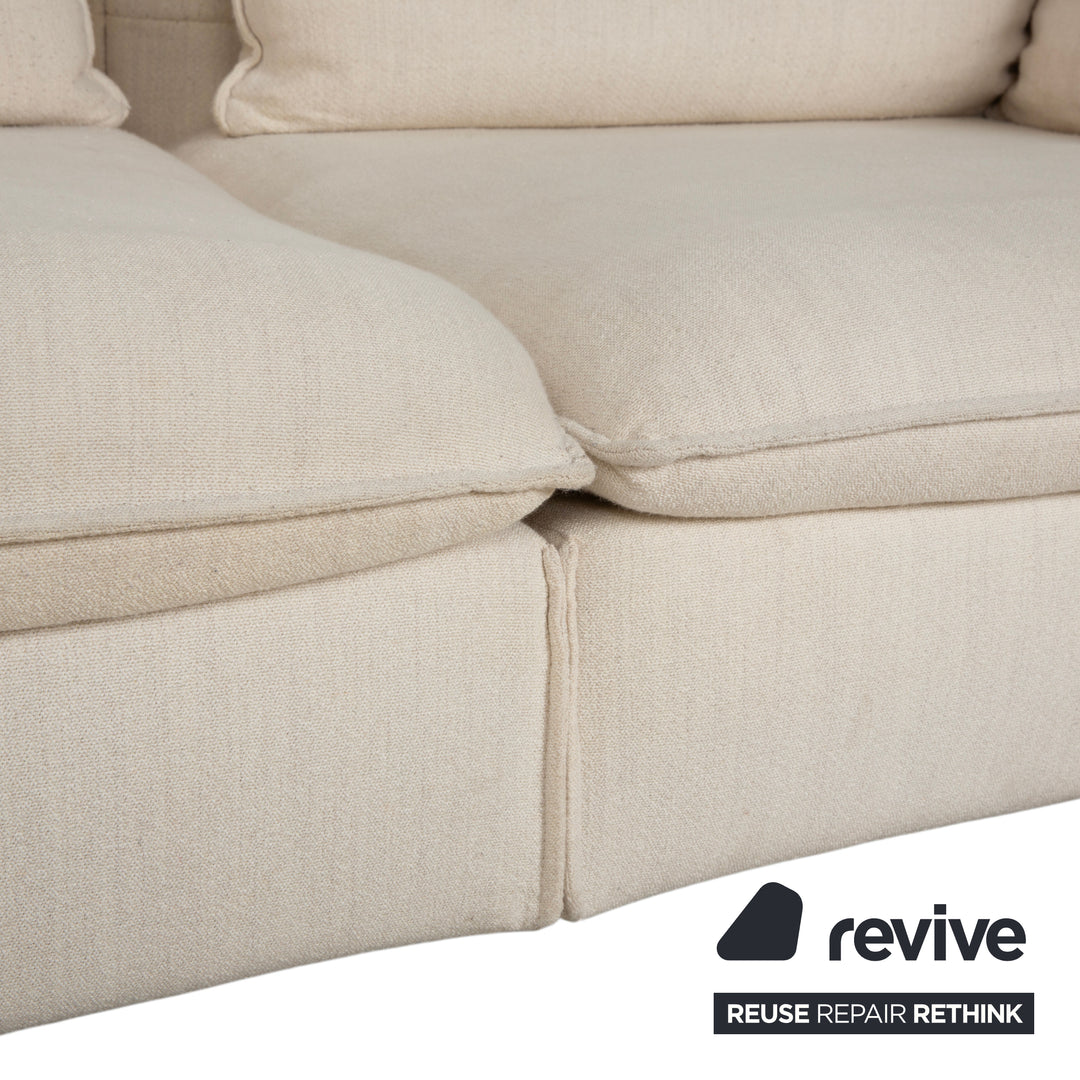 Canapé trois places Vitra Mariposa en tissu beige, fonction manuelle