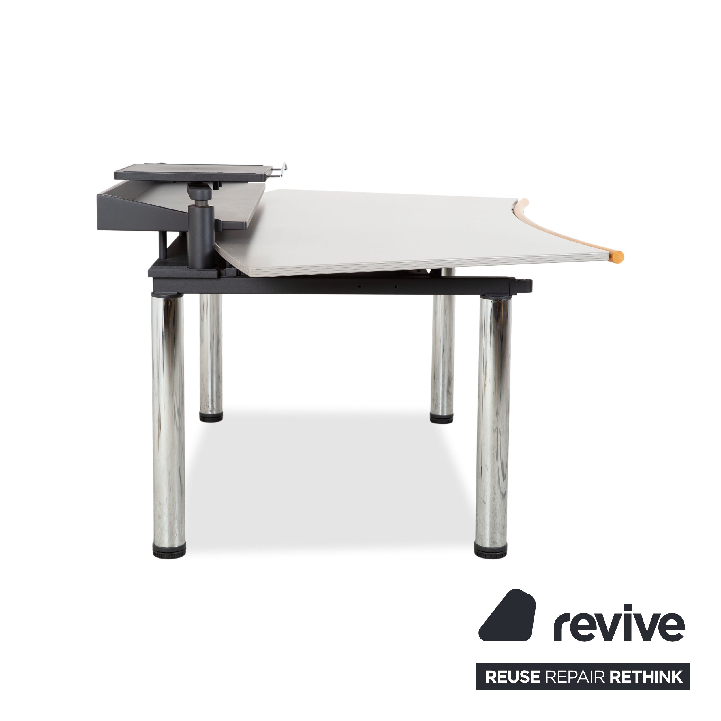 Vitra Metropol Wood Desk Grey Chrome Manual Function