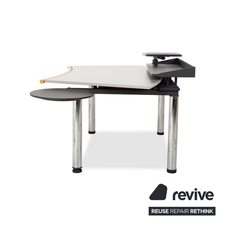 Vitra Metropol Wood Desk Grey Chrome Manual Function