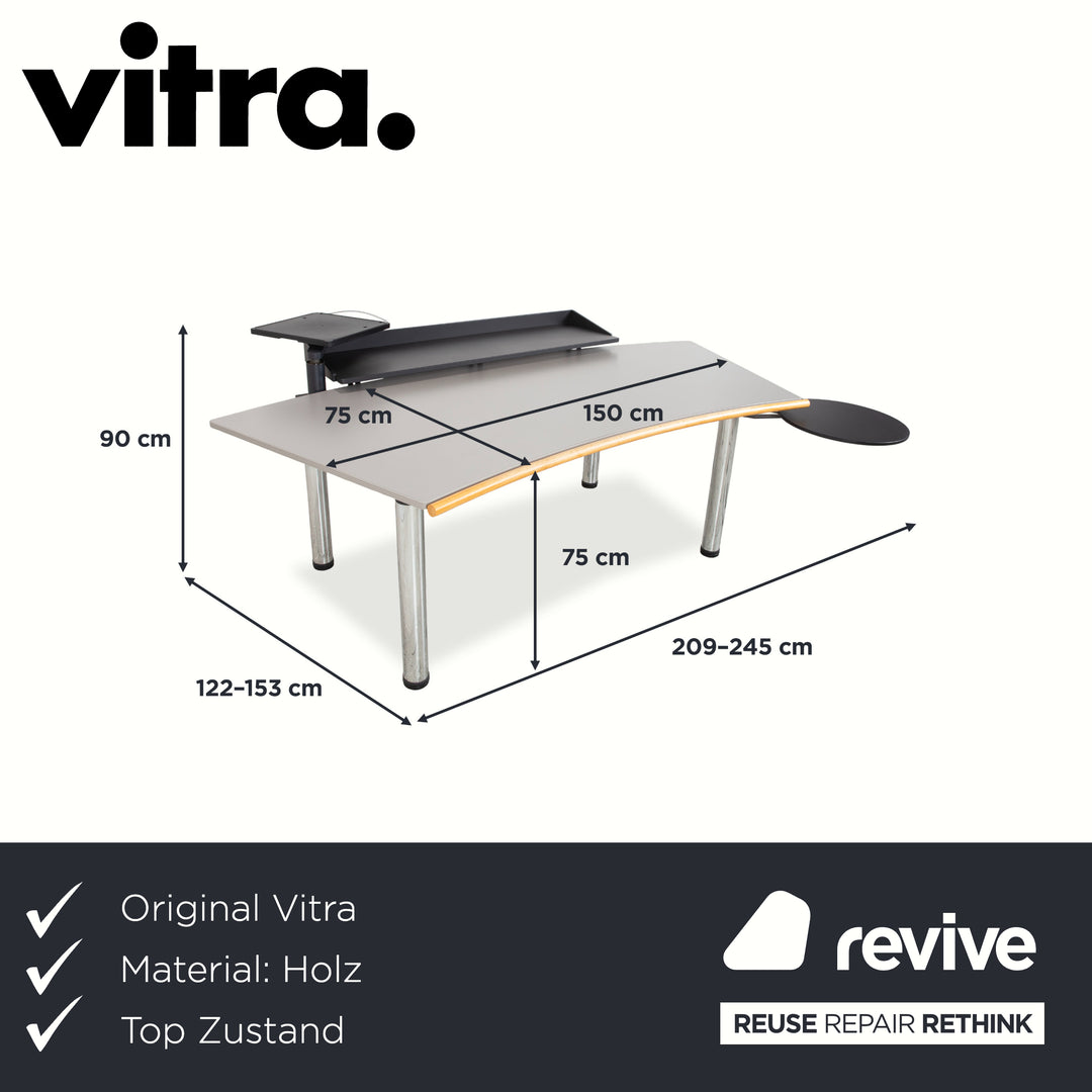 Vitra Metropol Wood Desk Grey Chrome Manual Function