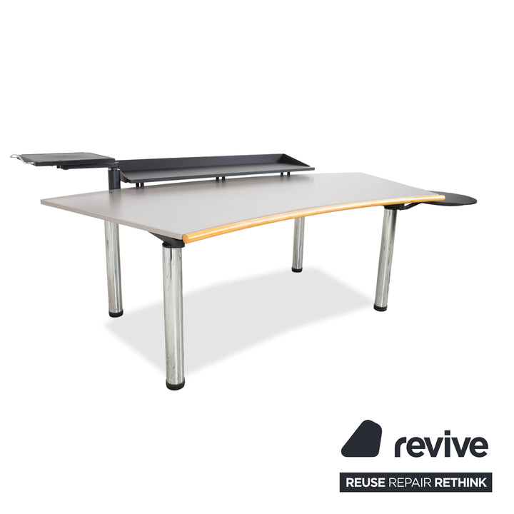 Vitra Metropol Wood Desk Grey Chrome Manual Function