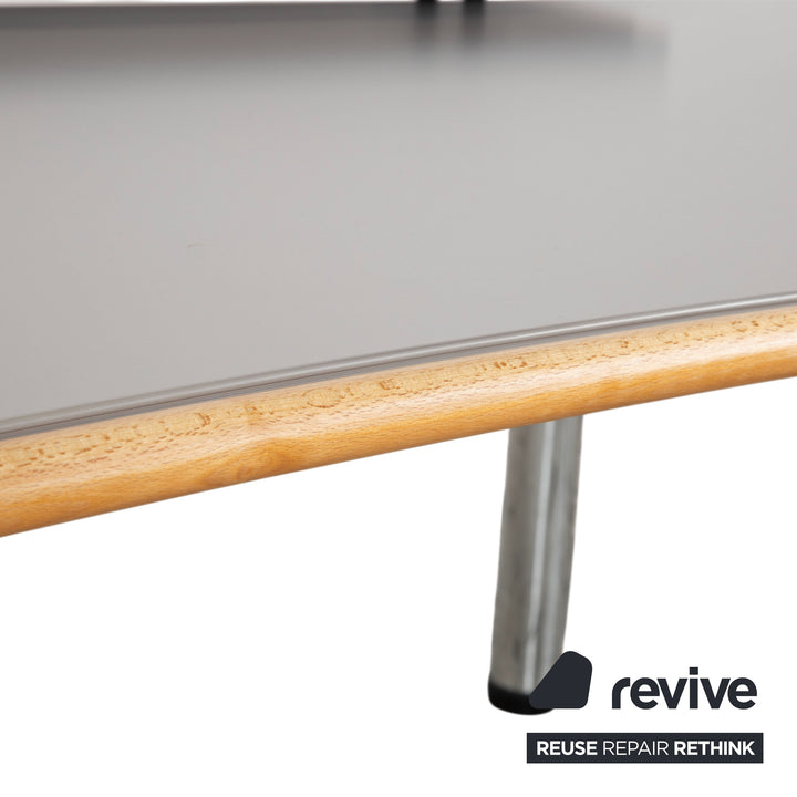 Vitra Metropol Wood Desk Grey Chrome Manual Function