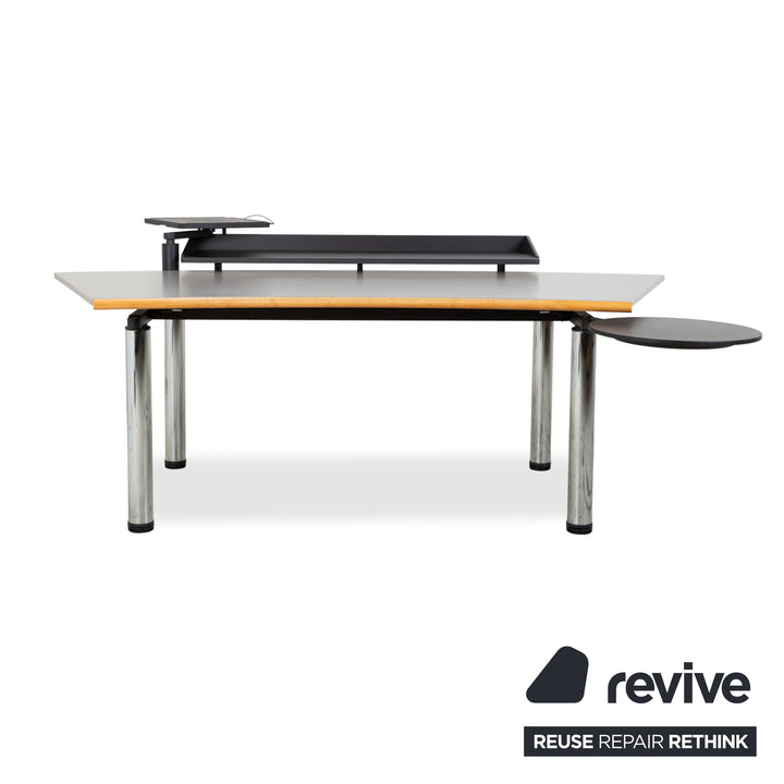 Vitra Metropol Wood Desk Grey Chrome Manual Function