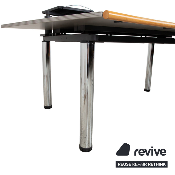 Vitra Metropol Wood Desk Grey Chrome Manual Function