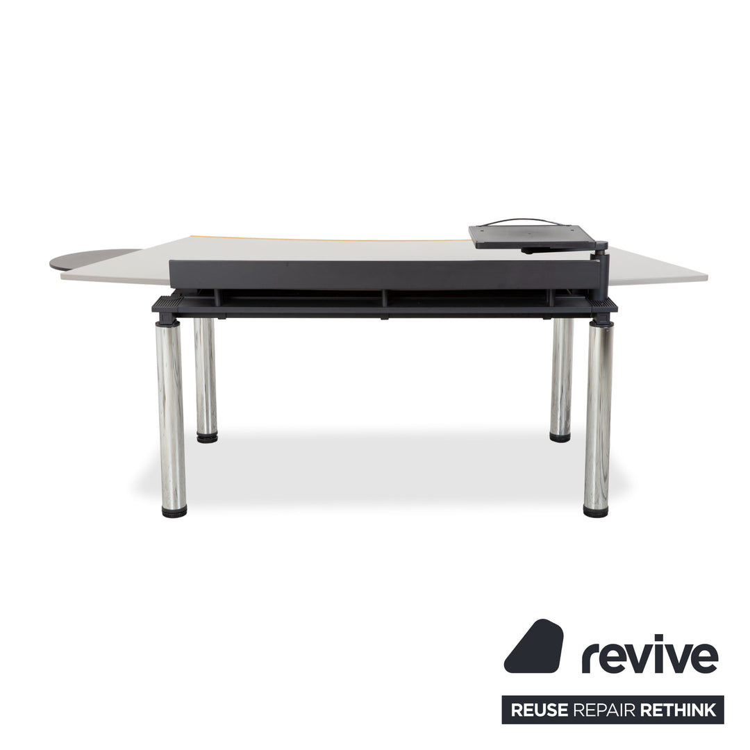 Vitra Metropol Wood Desk Grey Chrome Manual Function