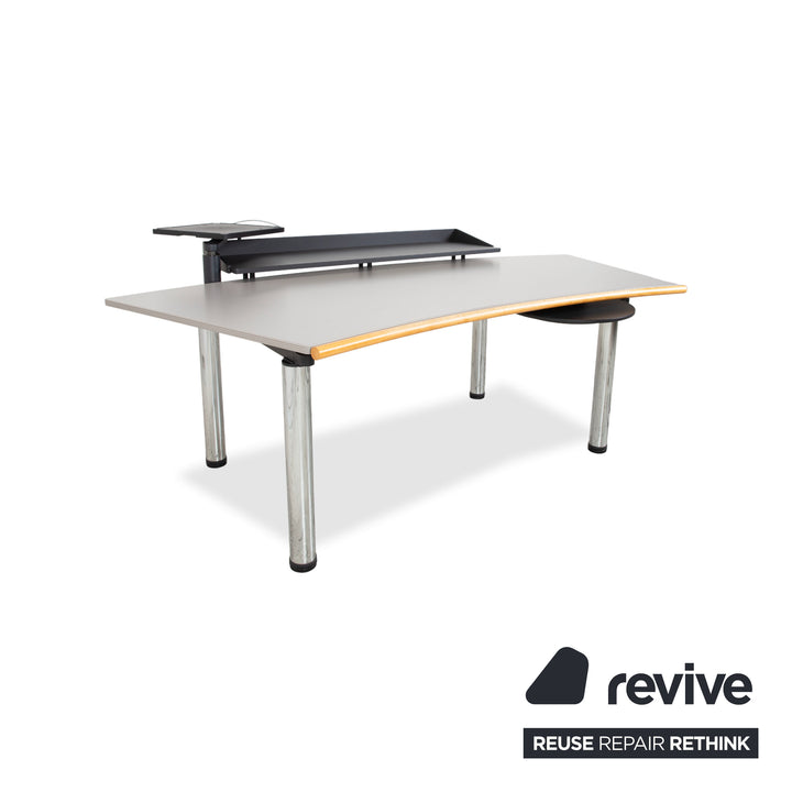 Vitra Metropol Wood Desk Grey Chrome Manual Function